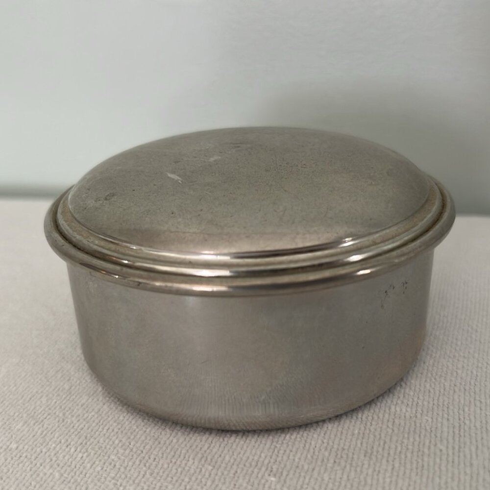 Vintage Empire Pewter Trinket Dish with Lid and Velvet Lining MidCenturyModern
